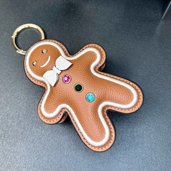 EUC Kate Spade Leather Novelty Gingerbread Key Fob Bag Charm - Picture 7 of 11